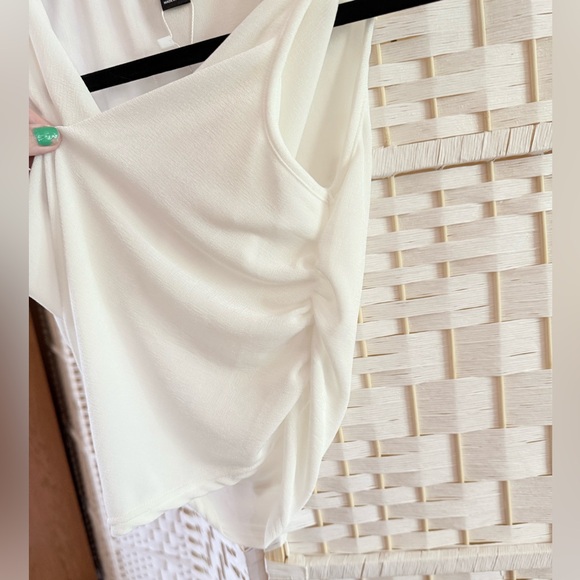 New SHEIN Ivory Draped Sleeveless Top Cropped Semi-Sheer - Picture 5 of 7